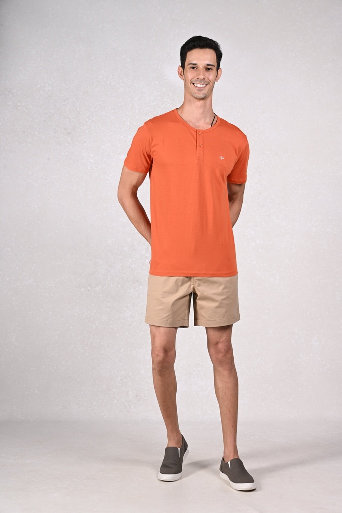 Sunset Glow
Zesty Delight Henley T-Shirt- Burnt Orange