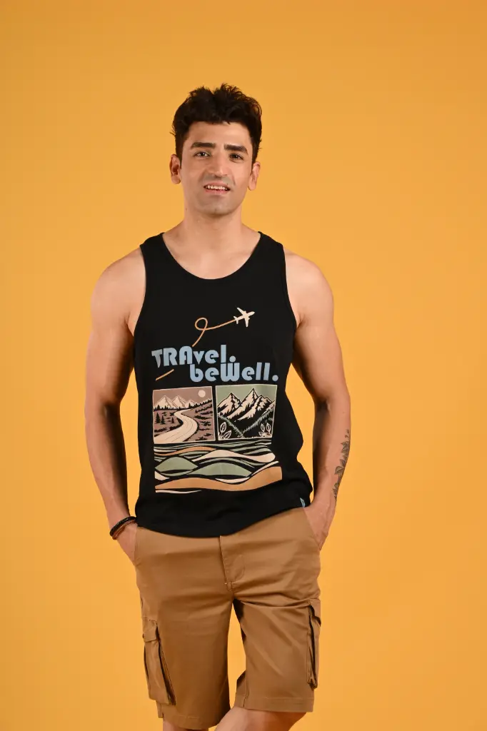 Scenic Journey Graphic Tank Tshirt- Moonless Night