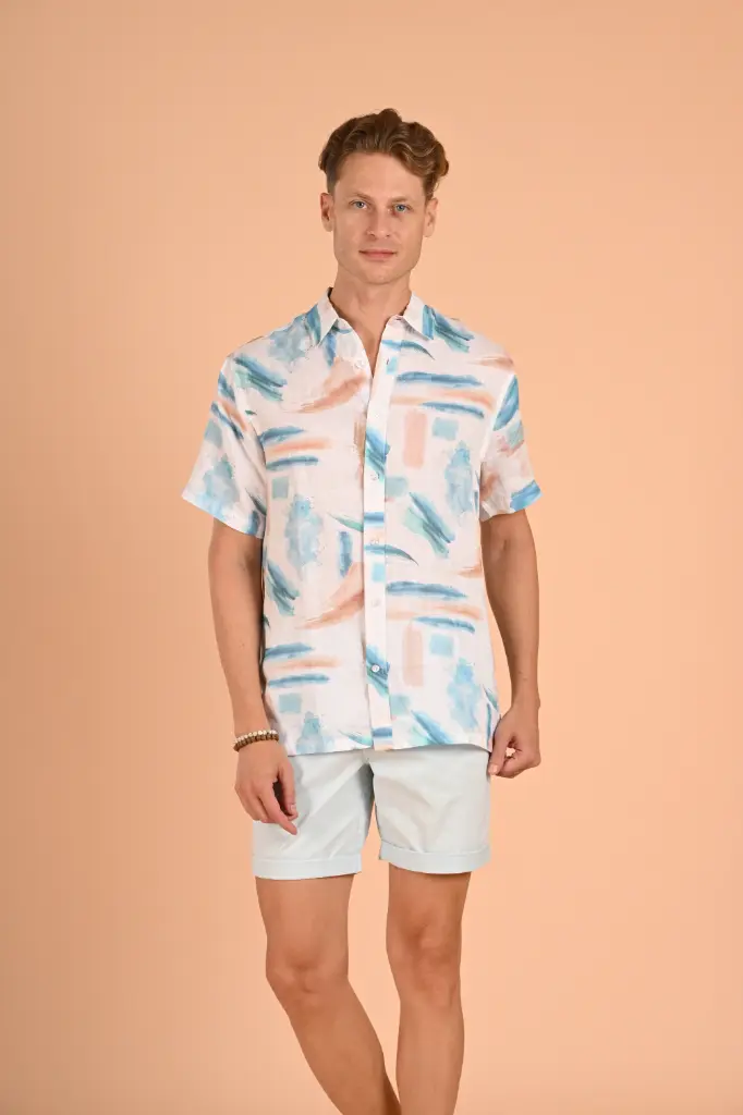Modern Canvas Abstract Print Shirt