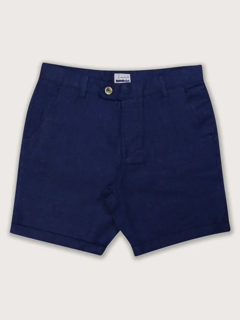 Beach Blue Linen Vacation Shorts