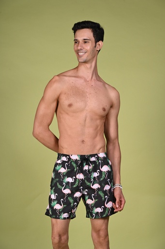 Get Flocked Up! Swim Shorts- Black Beauty