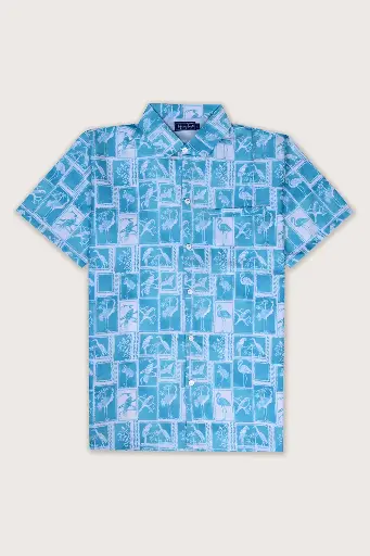 Refreshing Retreat Hawaiian Shirt- Blue Turquoise