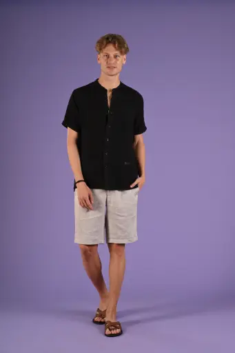 Breezy Basics Pure Linen Shirt-  Black Beauty