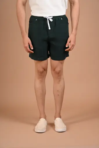 Seaside Sunday Breathable Linen Shorts-  Trekking Green